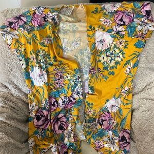 Floral Yellow Kimono Cardigan